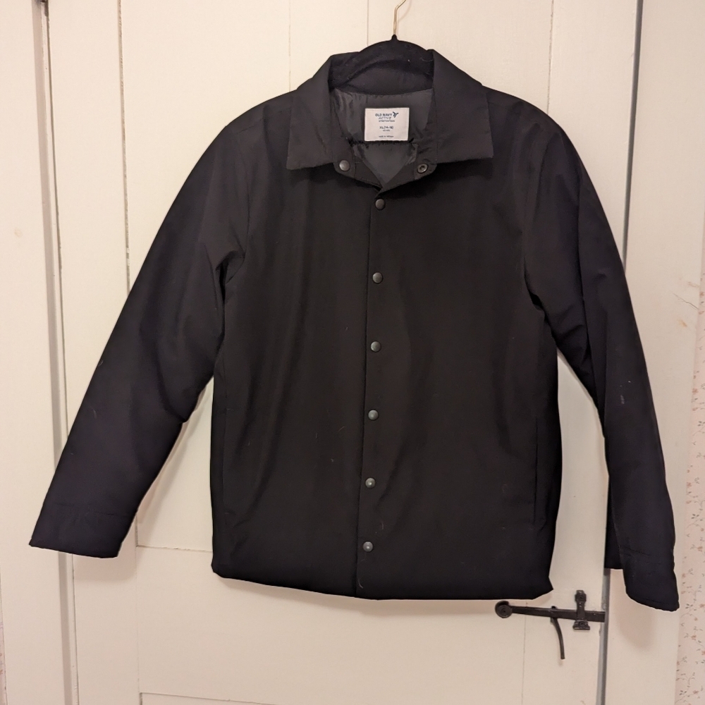 Old Navy Active Youth 14-16 Black Jacket Shacket Lined Stretchtech Sports
